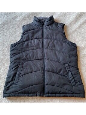 Lands' End Black 80% DOWN Puffer Vest Women's Medium Soft Inner Collar